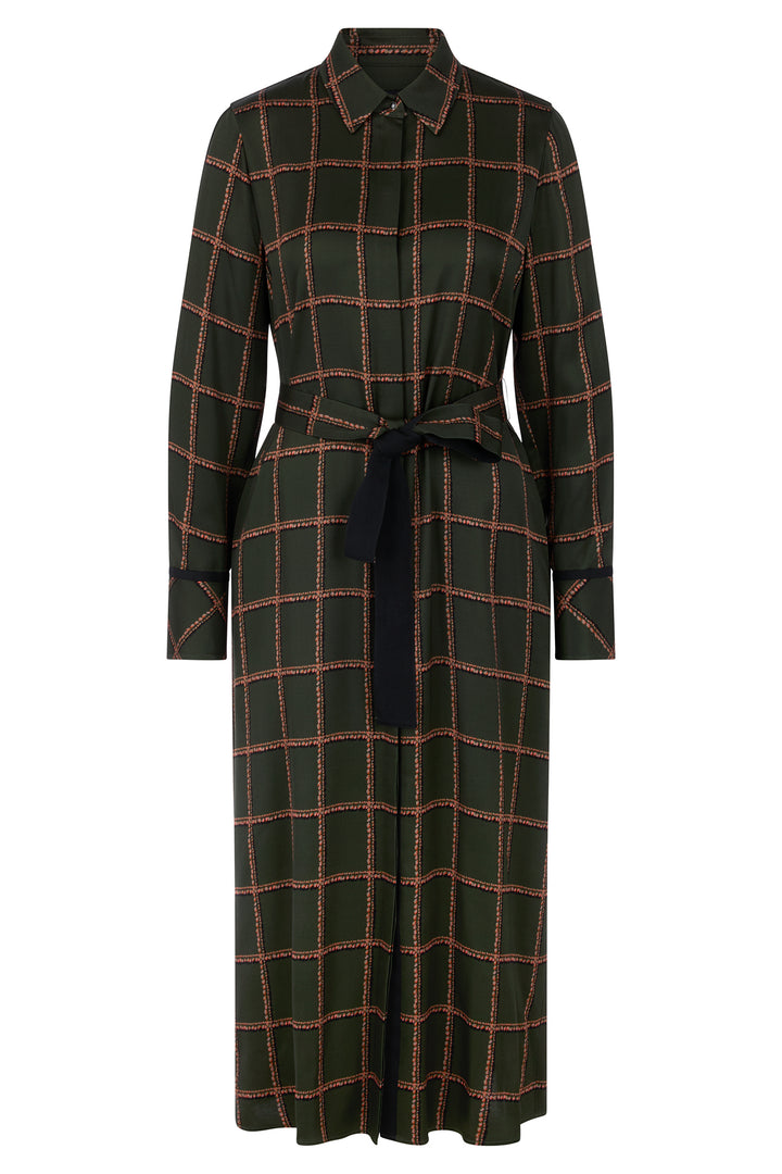 Marc Cain Collections Houndcheck Green Woven Dress, product shot