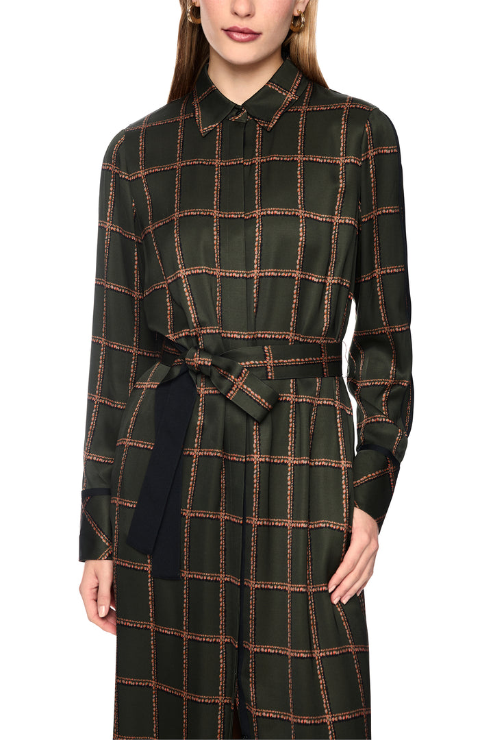 Marc Cain Collections Houndcheck Green Woven Dress, front view