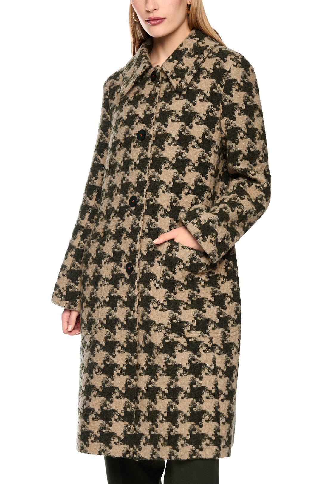 Marc Cain Collections Houndcheck Multicolour Woven Coat, front view