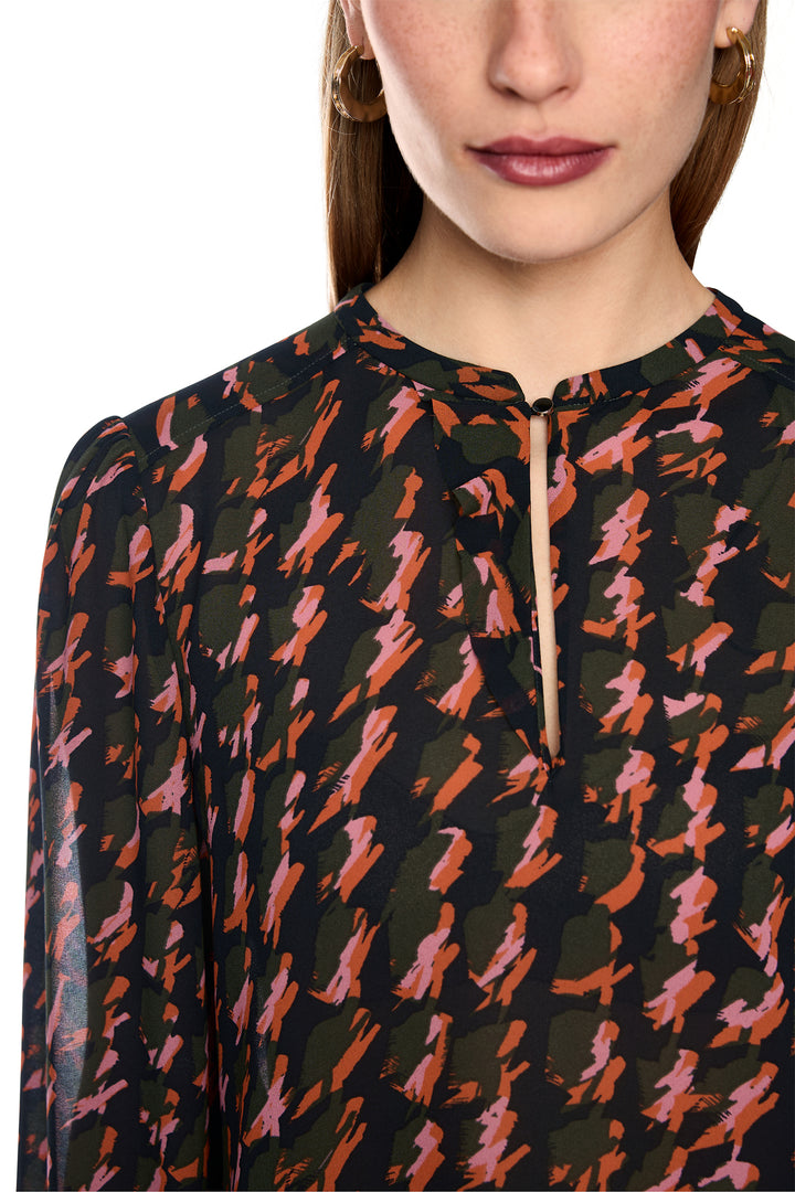 Marc Cain Collections Huehound Multicolour Woven Blouse, neckline detail