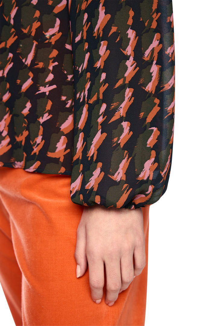 Marc Cain Collections Huehound Multicolour Woven Blouse, cuff detail