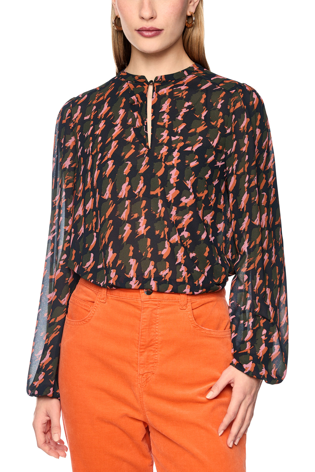 Marc Cain Collections Huehound Multicolour Woven Blouse, front view
