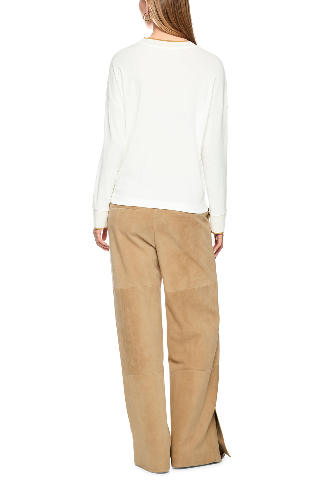 Marc Cain Collections Off-White Jersey Top, full length back view