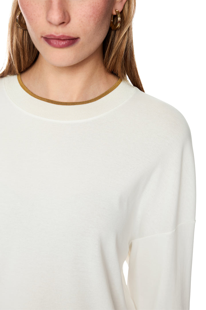 Marc Cain Collections Off-White Jersey Top, neckline detail