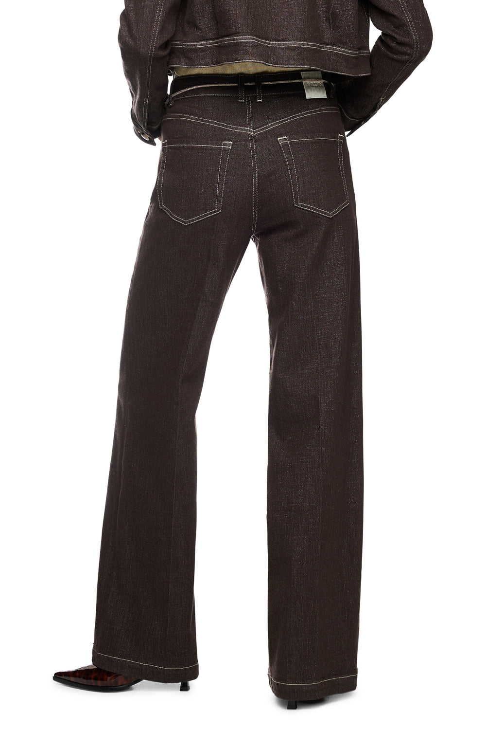 Marc Cain Collections seal brown wide-leg jeans at Olivia Grace Fashion