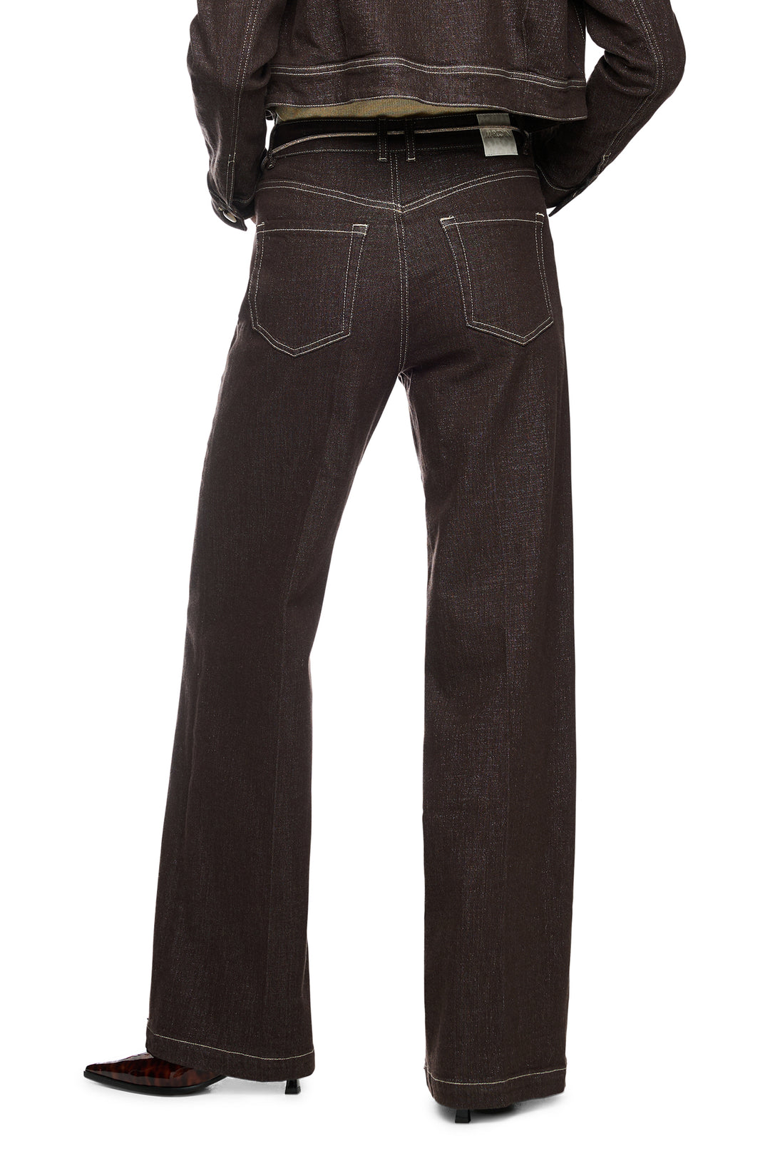 Marc Cain Collections seal brown wide-leg jeans at Olivia Grace Fashion
