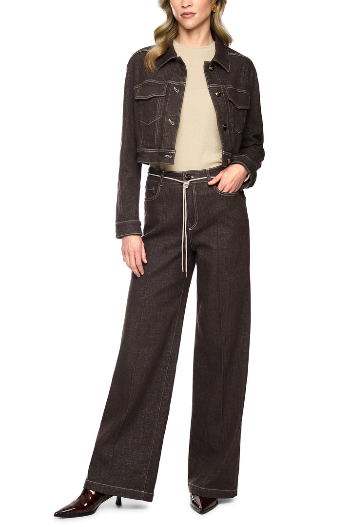 Marc Cain Collections seal brown wide-leg jeans at Olivia Grace Fashion