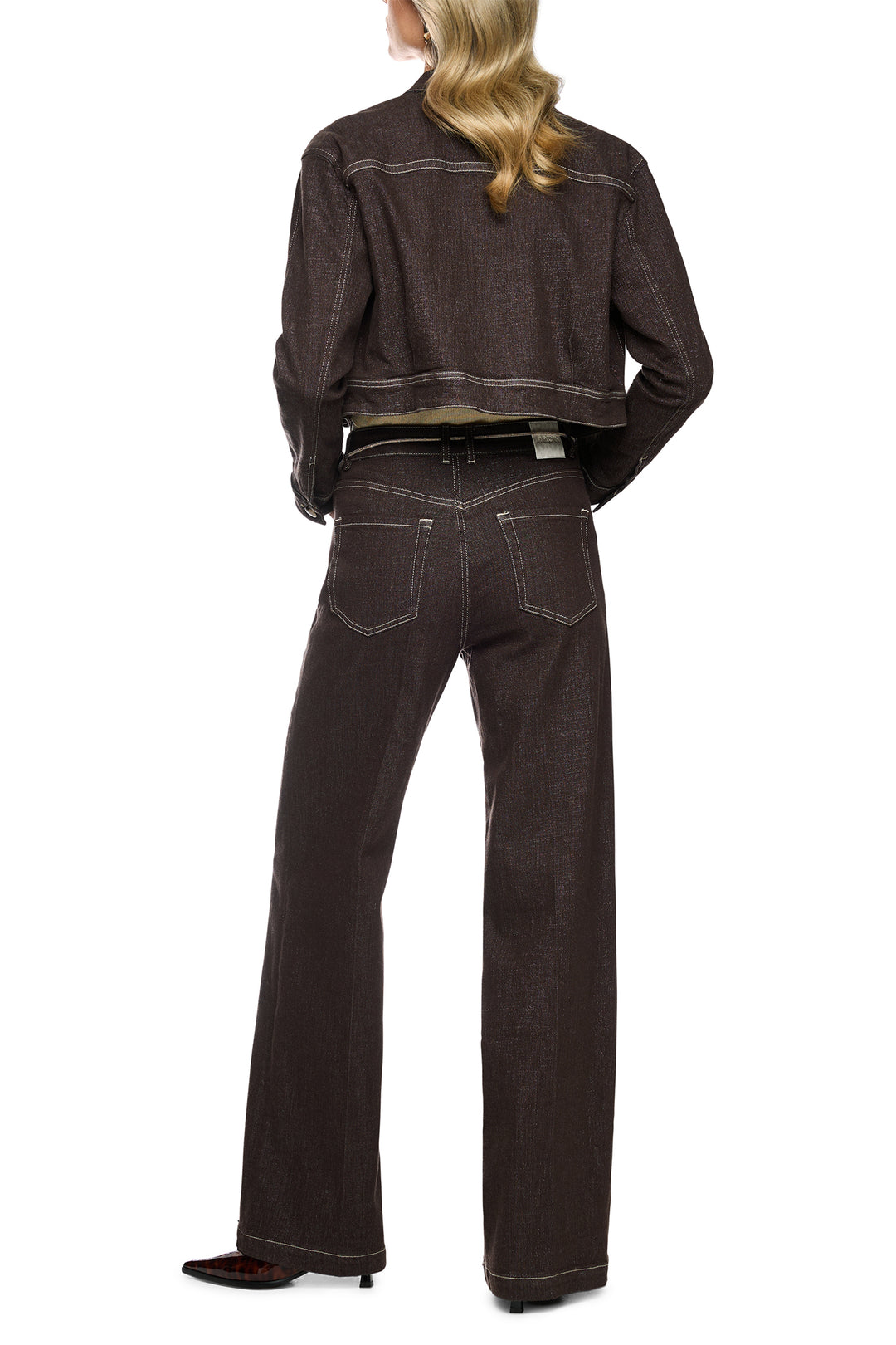Marc Cain Collections seal brown wide-leg jeans at Olivia Grace Fashion