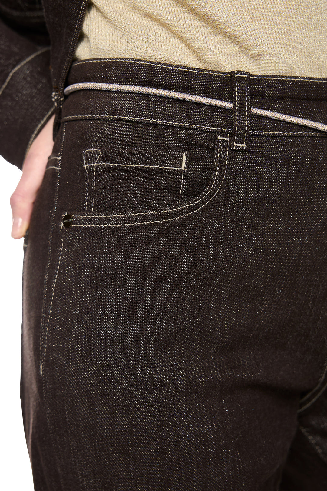 Marc Cain Collections seal brown wide-leg jeans at Olivia Grace Fashion