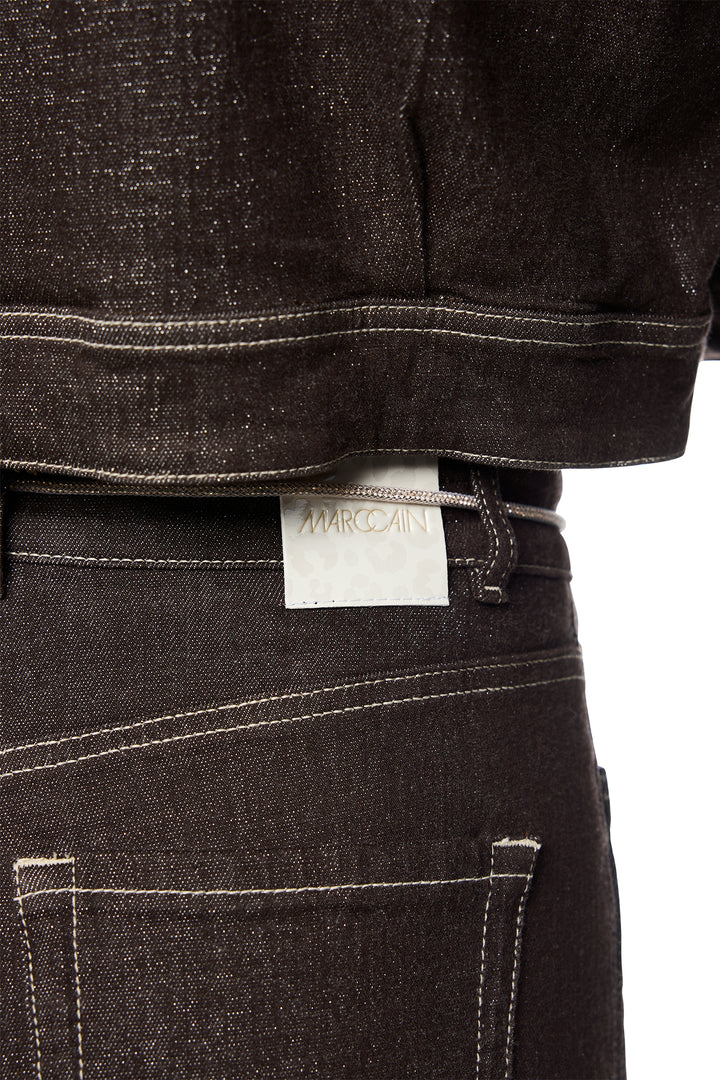 Marc Cain Collections seal brown wide-leg jeans at Olivia Grace Fashion