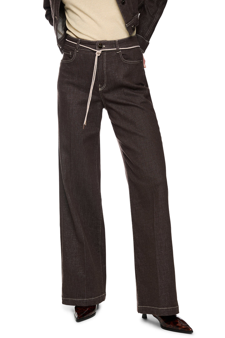Marc Cain Collections seal brown wide-leg jeans at Olivia Grace Fashion