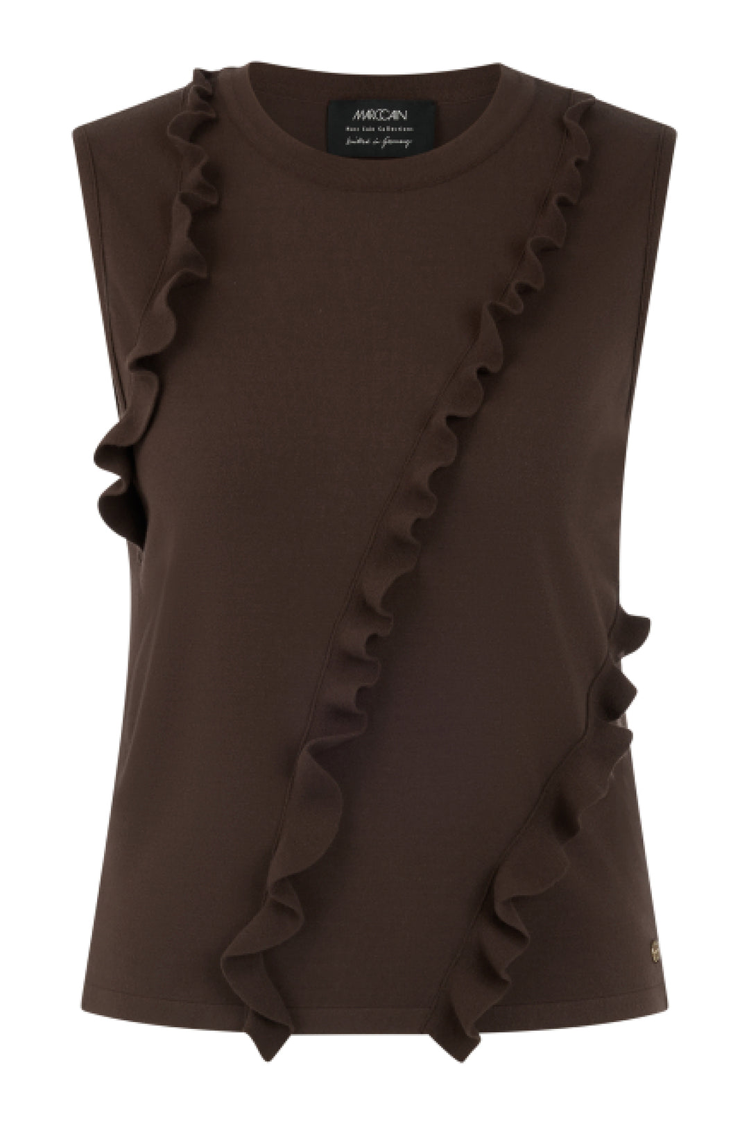Marc Cain Collections seal brown knitted vest top at Olivia Grace Fashion