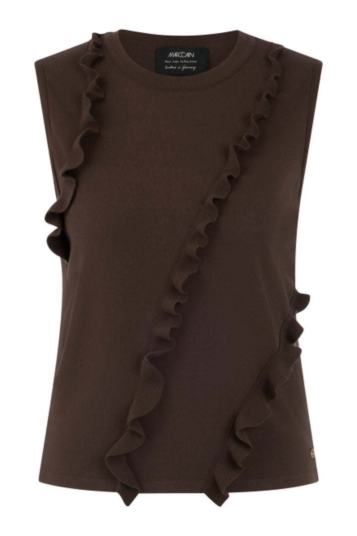 Marc Cain Collections seal brown knitted vest top at Olivia Grace Fashion