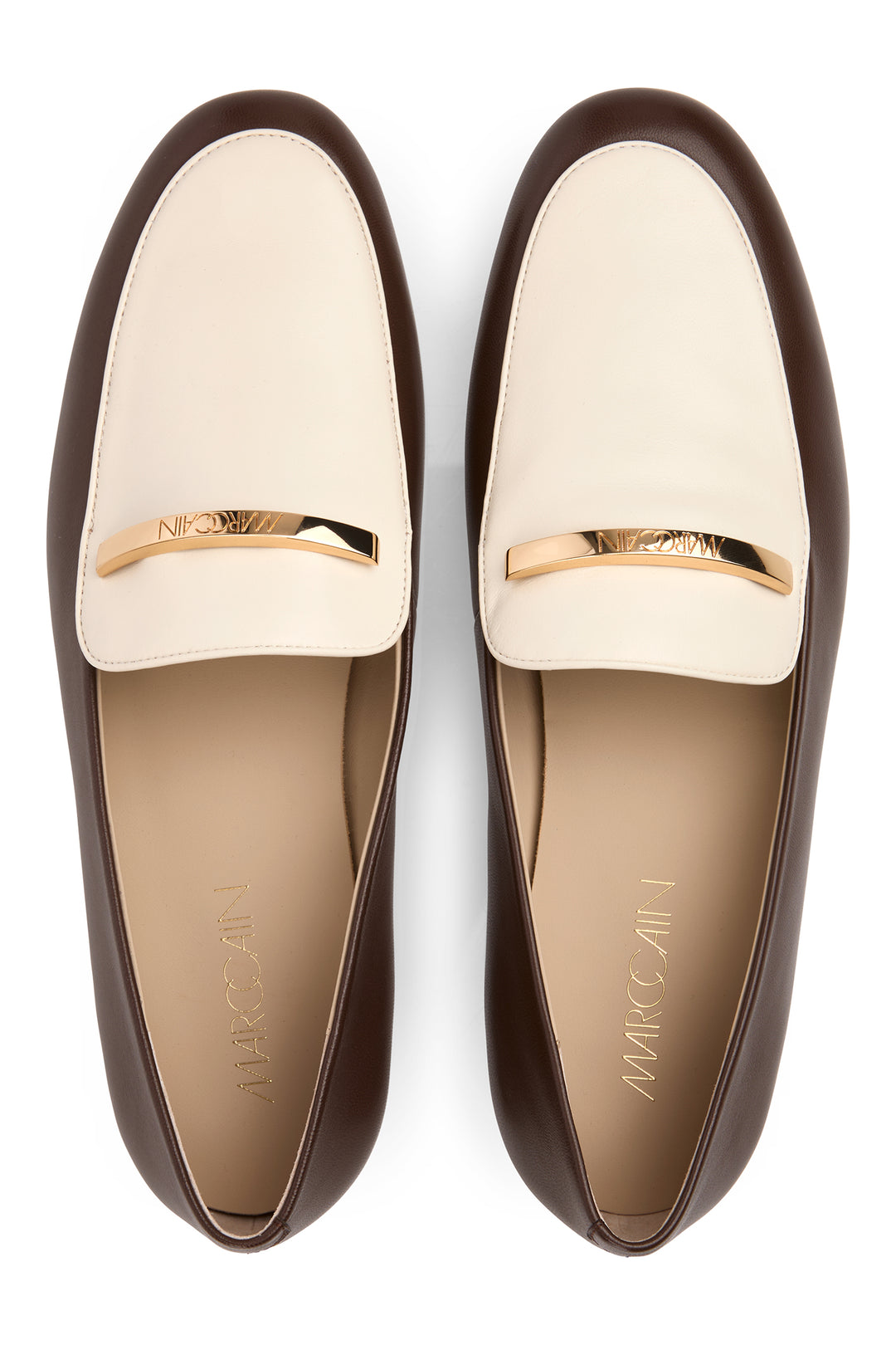 Marc Cain Collections seal brown two-tone loafers at Olivia Grace Fashion