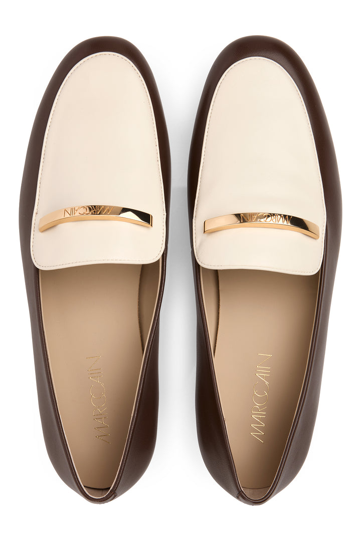 Marc Cain Collections seal brown two-tone loafers at Olivia Grace Fashion