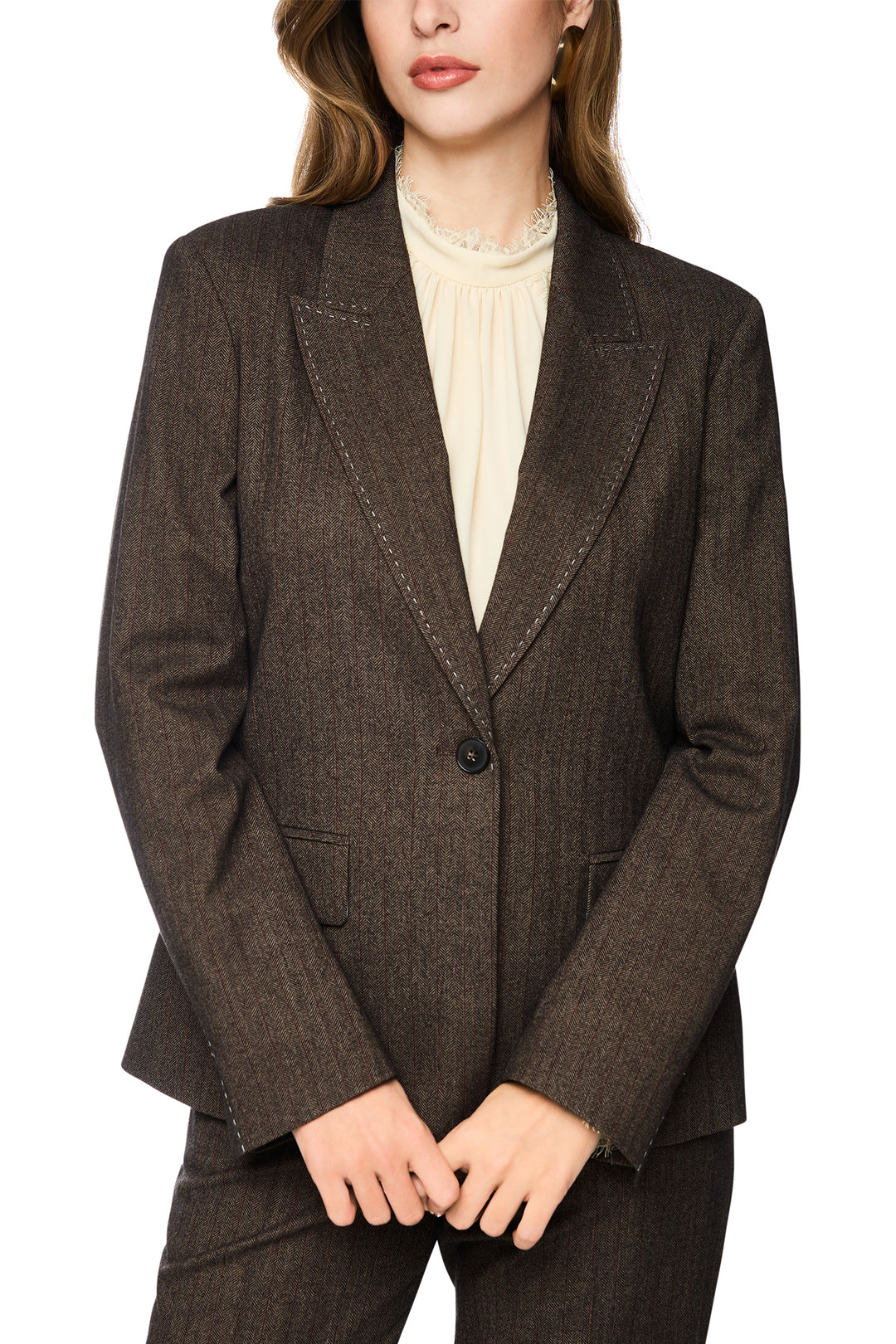 Marc Cain Collections seal brown tailored blazer at Olivia Grace Fashion