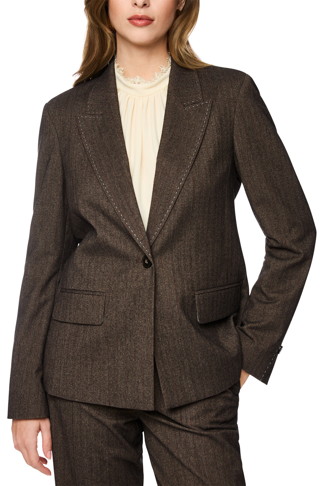 Marc Cain Collections seal brown tailored blazer at Olivia Grace Fashion