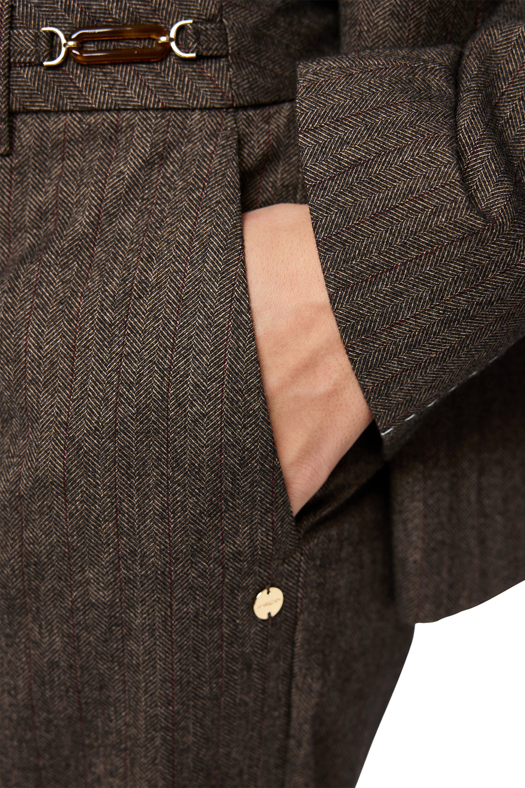Marc Cain Collections seal brown tailored trousers at Olivia Grace Fashion