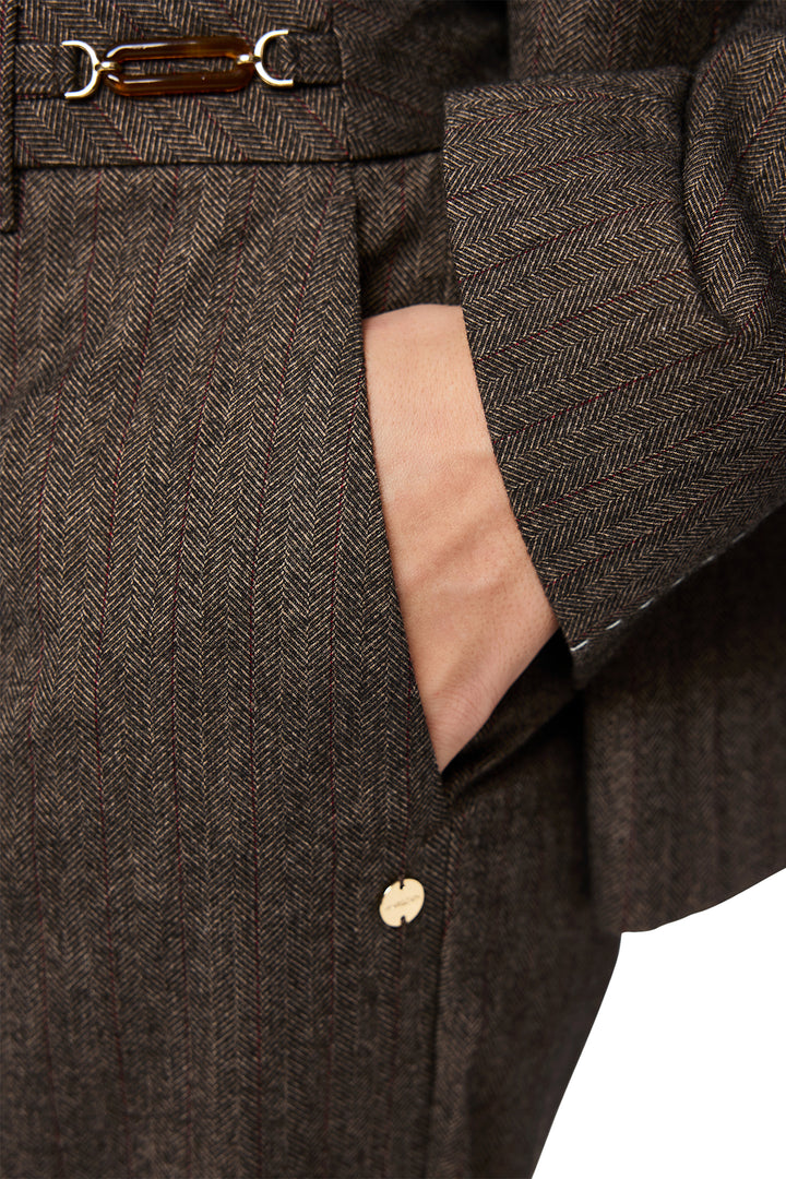 Marc Cain Collections seal brown tailored trousers at Olivia Grace Fashion