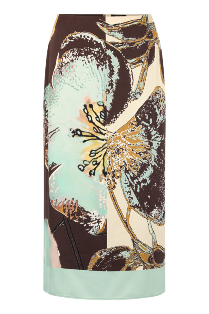 Marc Cain Collections silt green floral midi skirt at Olivia Grace Fashion