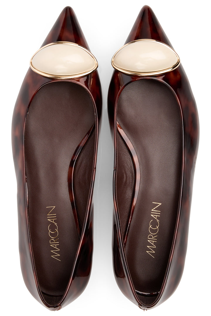 Marc Cain Collections tortoiseshell patent pointed flats at Olivia Grace Fashion