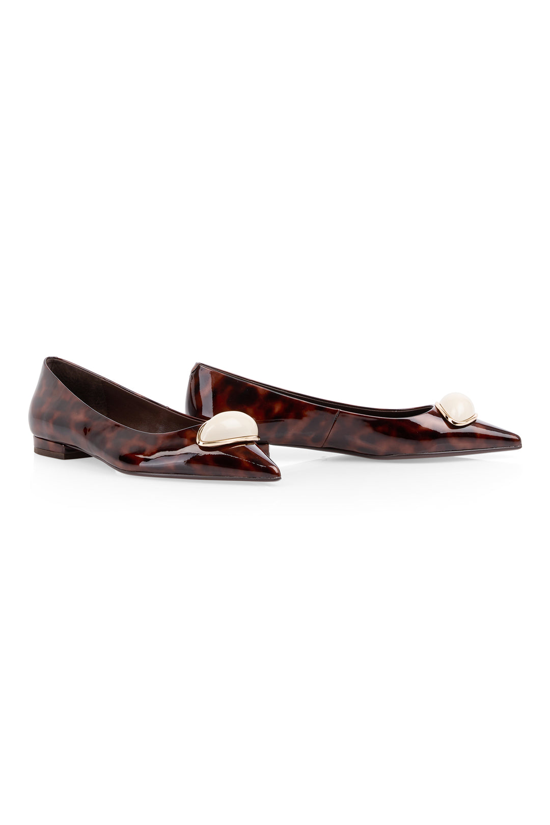 Marc Cain Collections tortoiseshell patent pointed flats at Olivia Grace Fashion