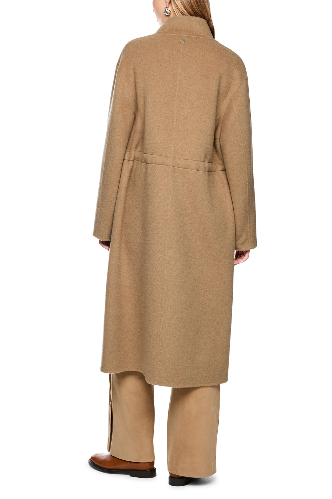 Marc Cain Collections Tannin Brown Woven Coat, full length back view