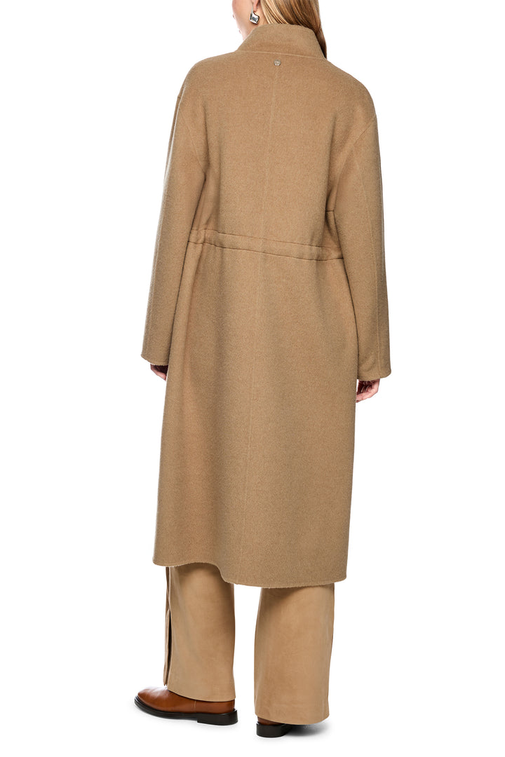 Marc Cain Collections Tannin Brown Woven Coat, full length back view