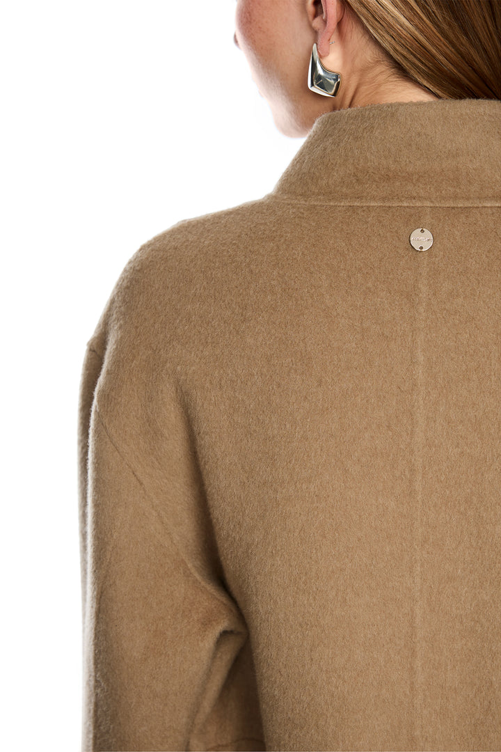 Marc Cain Collections Tannin Brown Woven Coat, shoulder detail