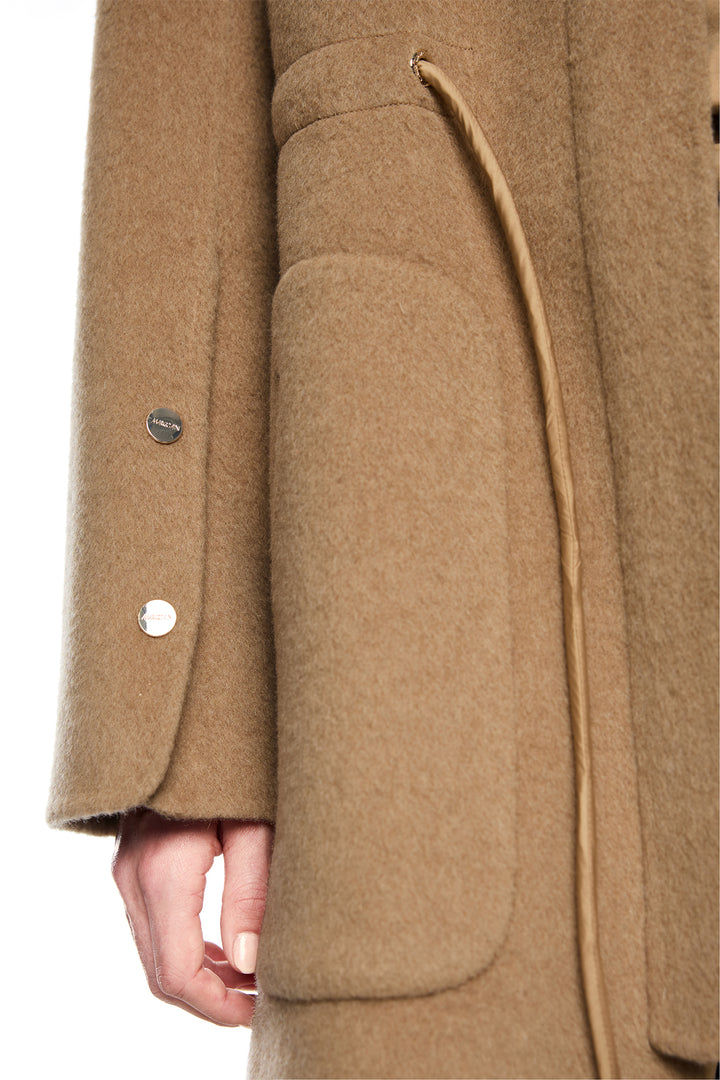 Marc Cain Collections Tannin Brown Woven Coat, pocket detail