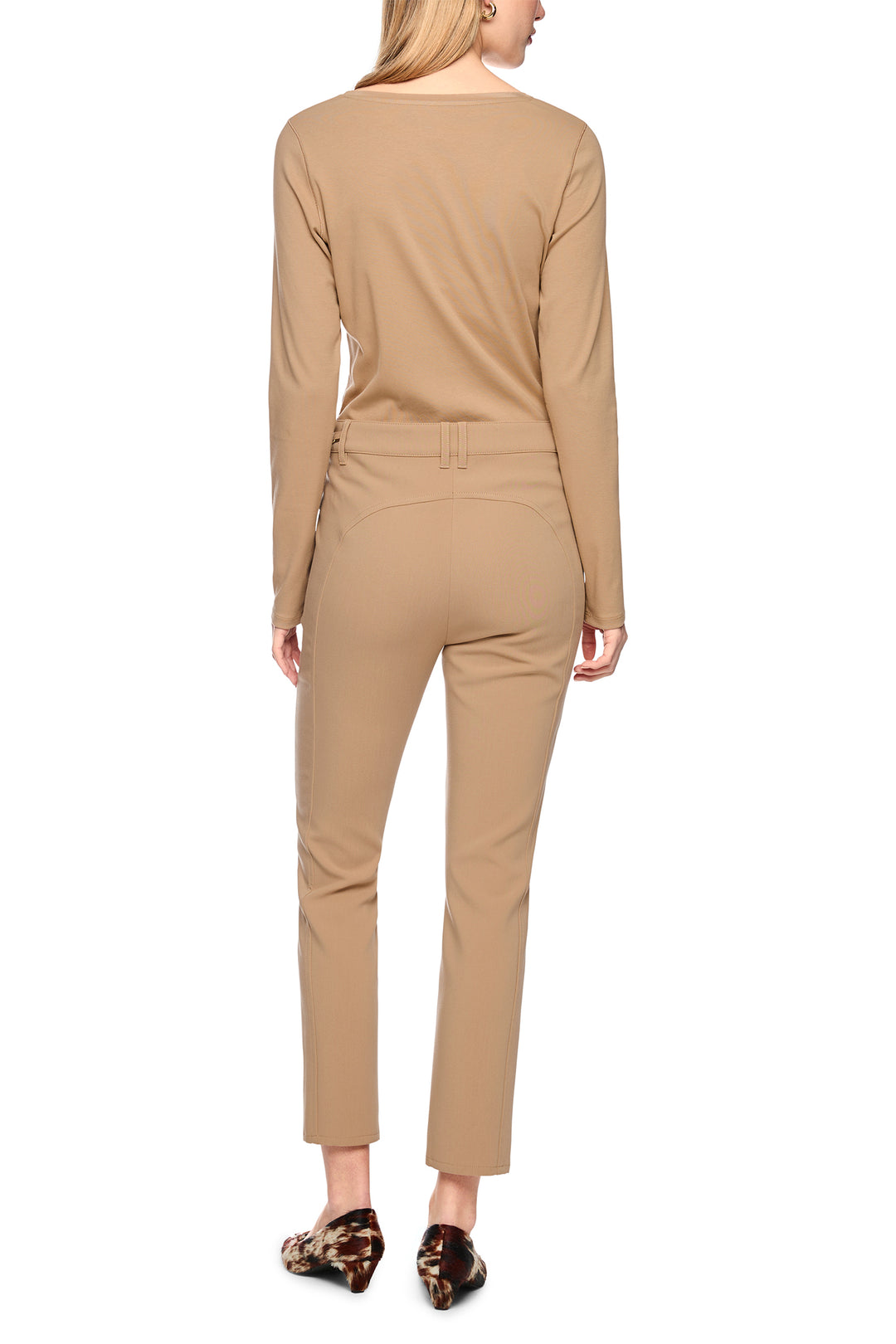 Marc Cain Collections Tannin Brown Woven Trousers, full length back view
