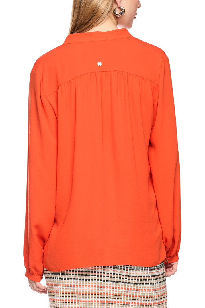 Marc Cain Collections Tigerlily Orange Woven Blouse, back view
