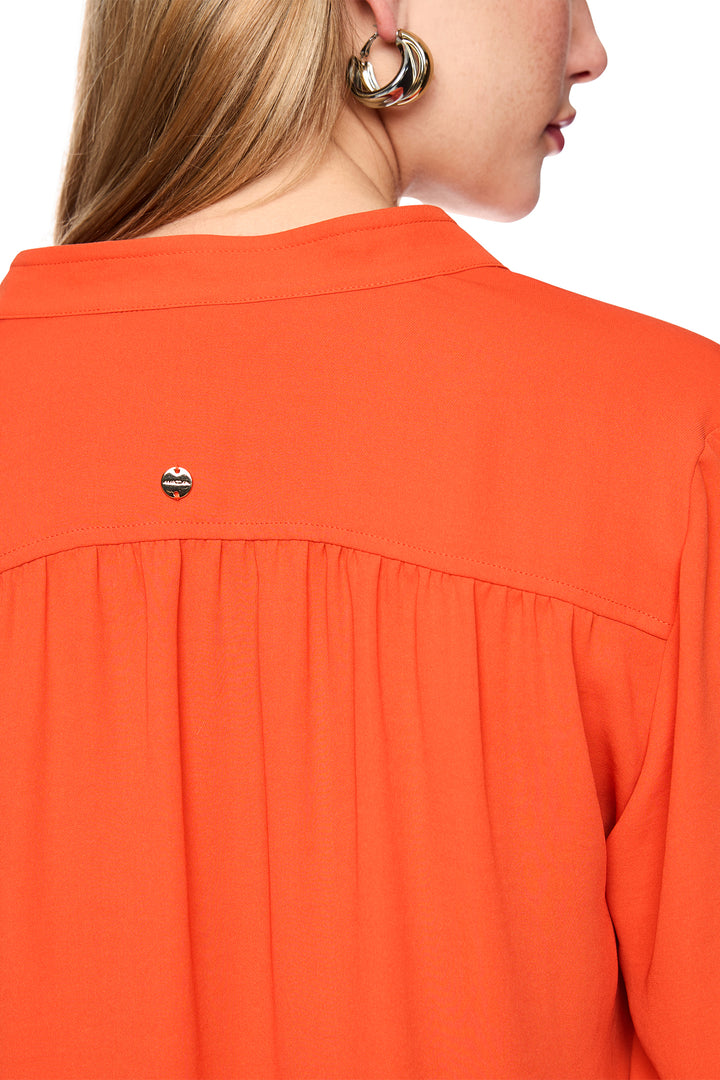 Marc Cain Collections Tigerlily Orange Woven Blouse, yoke detail