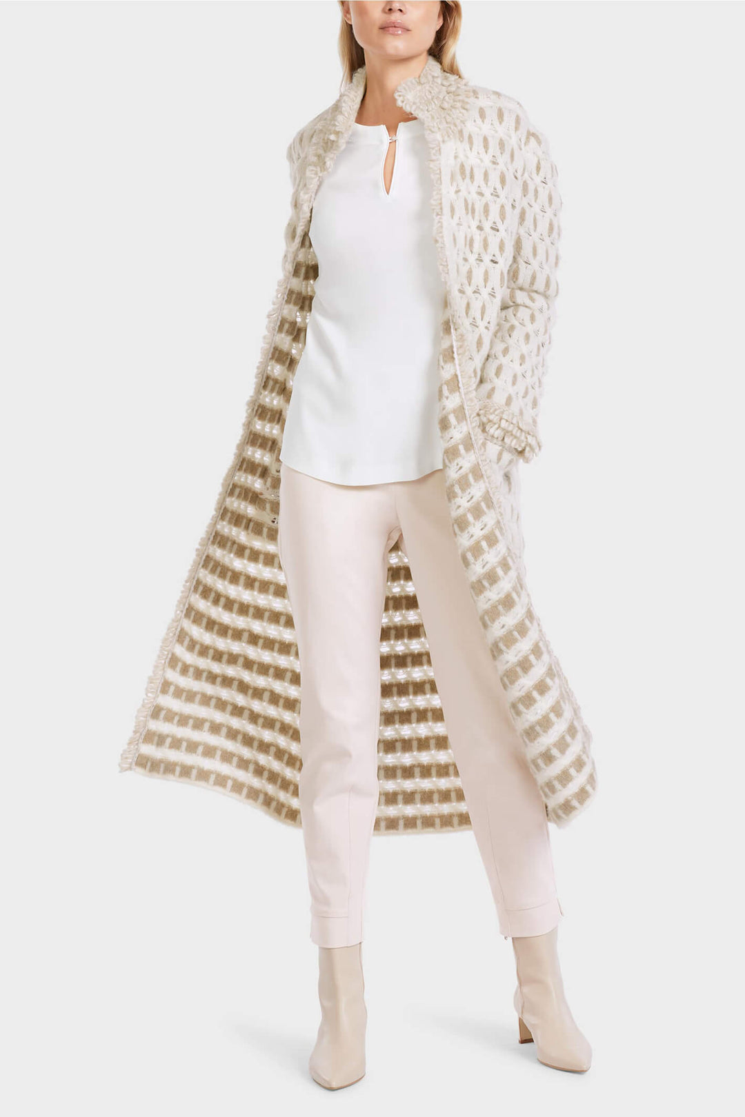 Marc Cain Collections VC 11.19 M46 110 Off White Knitted Coat - Olivia Grace Fashion