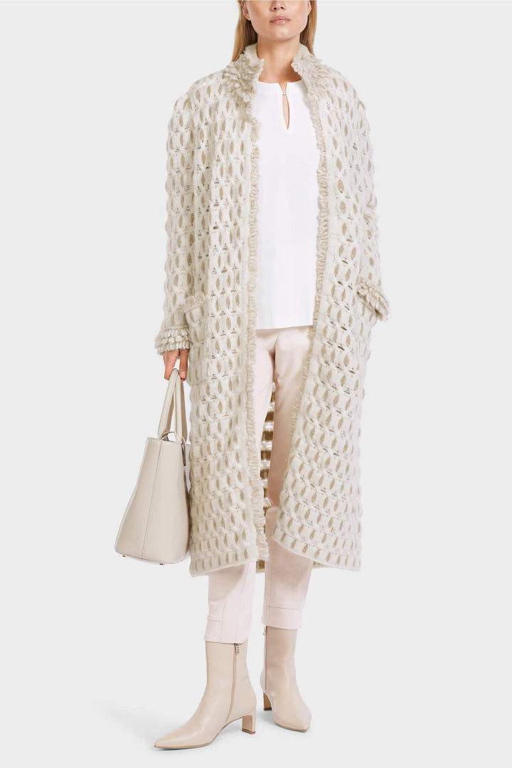 Marc Cain Collections VC 11.19 M46 110 Off White Knitted Coat - Olivia Grace Fashion