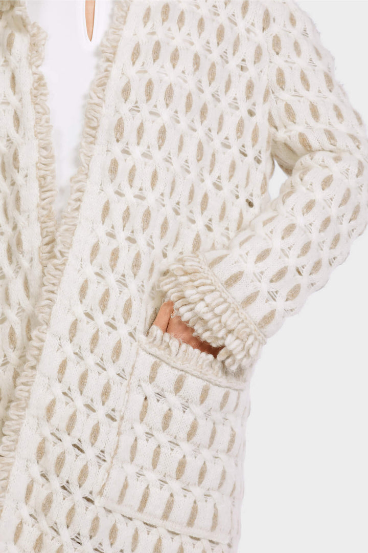 Marc Cain Collections VC 11.19 M46 110 Off White Knitted Coat - Olivia Grace Fashion