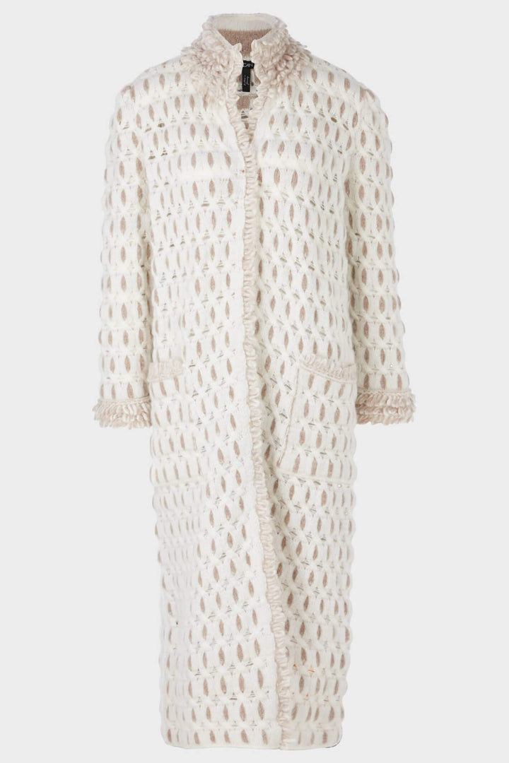 Marc Cain Collections VC 11.19 M46 110 Off White Knitted Coat - Olivia Grace Fashion
