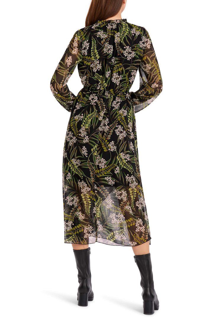 Marc Cain Collections VC 21.49 W87 900 Black Leaf Print Floaty Dress - Olivia Grace Fashion