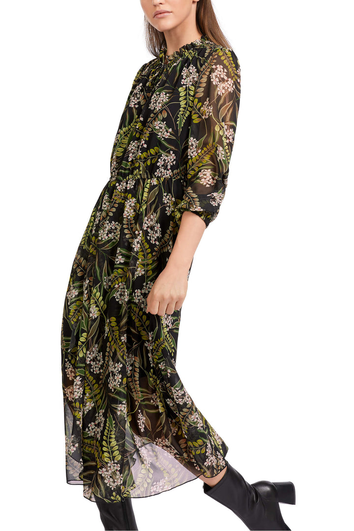 Marc Cain Collections VC 21.49 W87 900 Black Leaf Print Floaty Dress - Olivia Grace Fashion