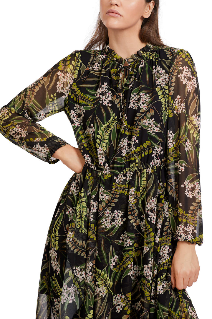 Marc Cain Collections VC 21.49 W87 900 Black Leaf Print Floaty Dress - Olivia Grace Fashion