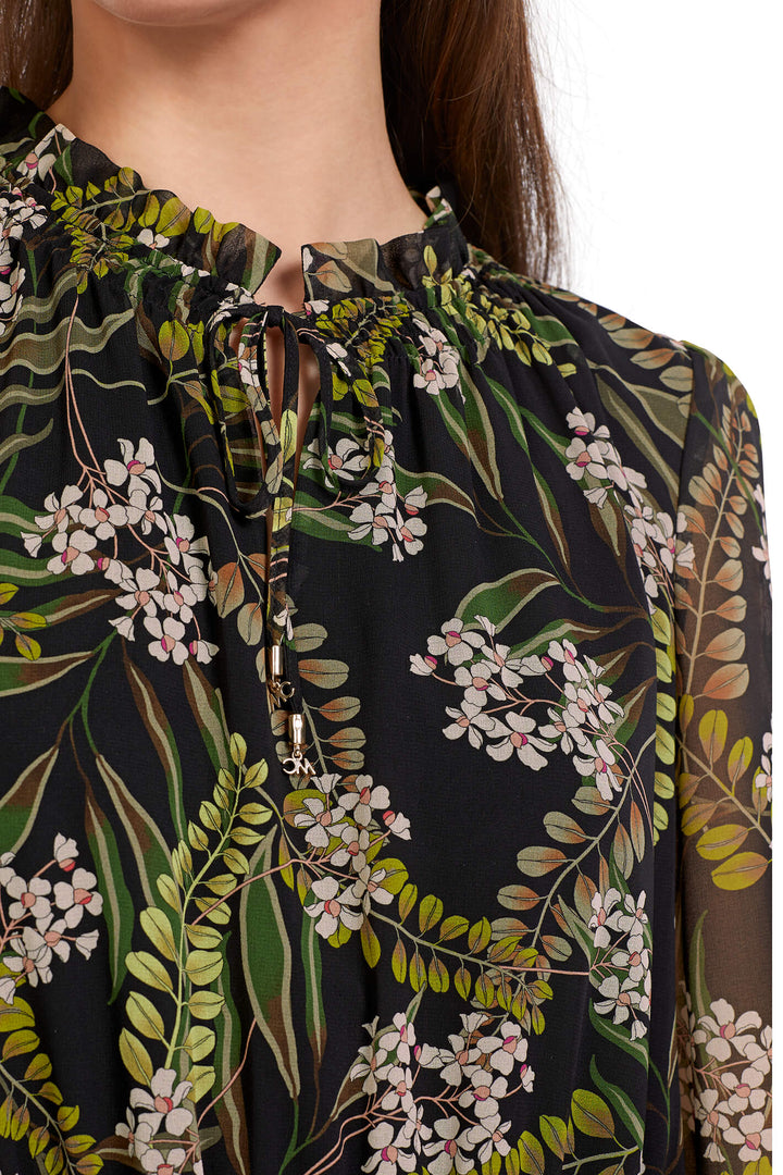 Marc Cain Collections VC 21.49 W87 900 Black Leaf Print Floaty Dress - Olivia Grace Fashion