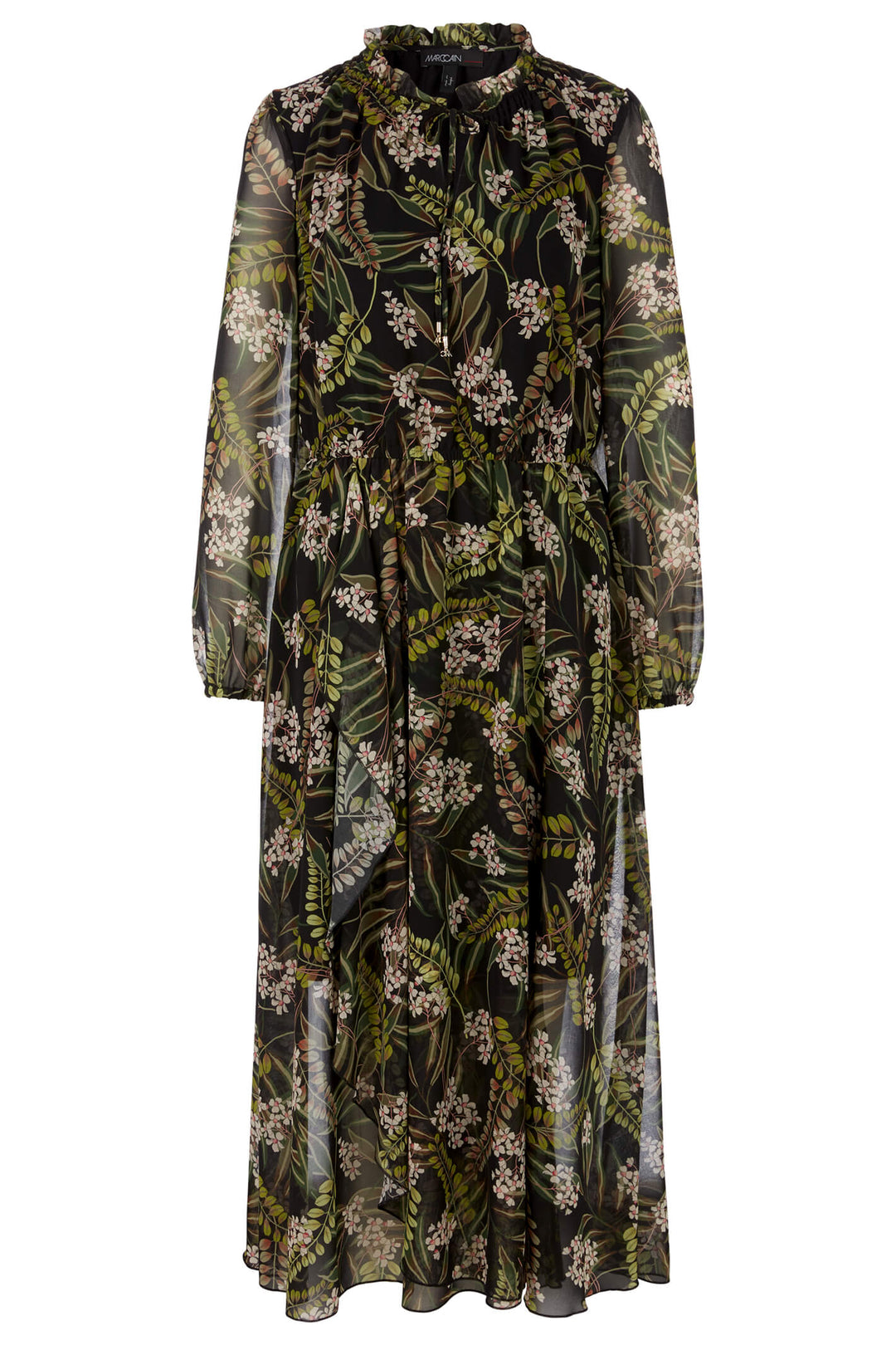 Marc Cain Collections VC 21.49 W87 900 Black Leaf Print Floaty Dress - Olivia Grace Fashion