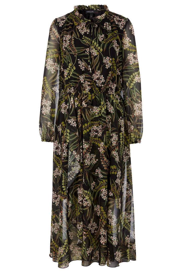 Marc Cain Collections VC 21.49 W87 900 Black Leaf Print Floaty Dress - Olivia Grace Fashion