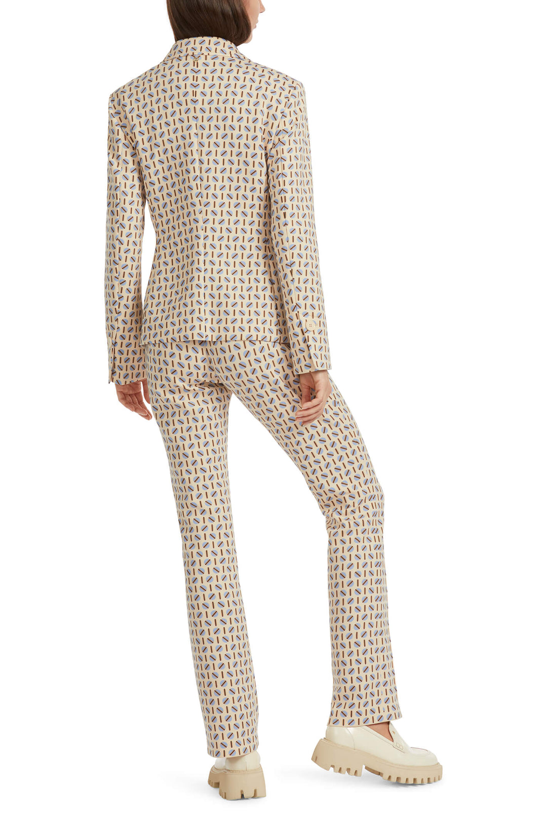 Marc Cain Collections VC 34.11 J04 132 Dark Cream Print Blazer Jacket - Olivia Grace Fashion