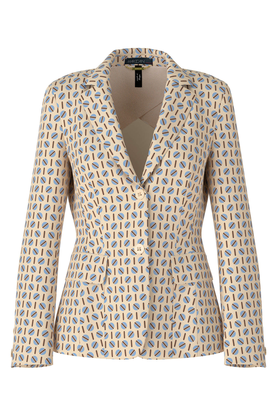 Marc Cain Collections VC 34.11 J04 132 Dark Cream Print Blazer Jacket - Olivia Grace Fashion