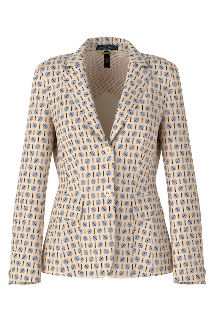 Marc Cain Collections VC 34.11 J04 132 Dark Cream Print Blazer Jacket - Olivia Grace Fashion