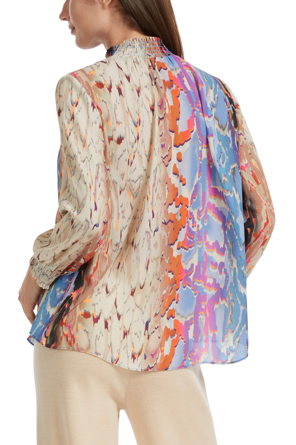 Marc Cain Collections VC 51.09 W41 321 Cream Dark Summer Sky Blouse - Olivia Grace Fashion