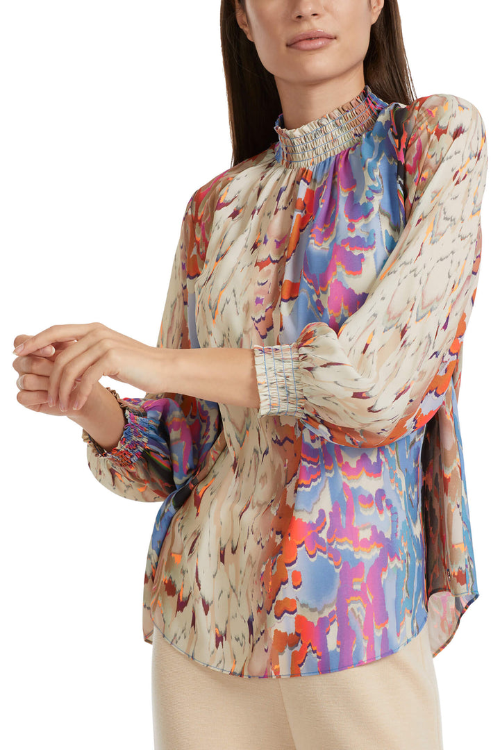 Marc Cain Collections VC 51.09 W41 321 Cream Dark Summer Sky Blouse - Olivia Grace Fashion