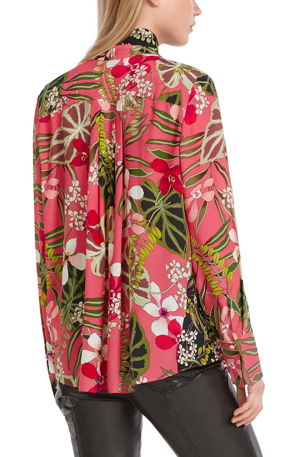 Marc Cain Collections VC 51.40 W61 222 Deep Coral Tie Neck Blouse - Olivia Grace Fashion