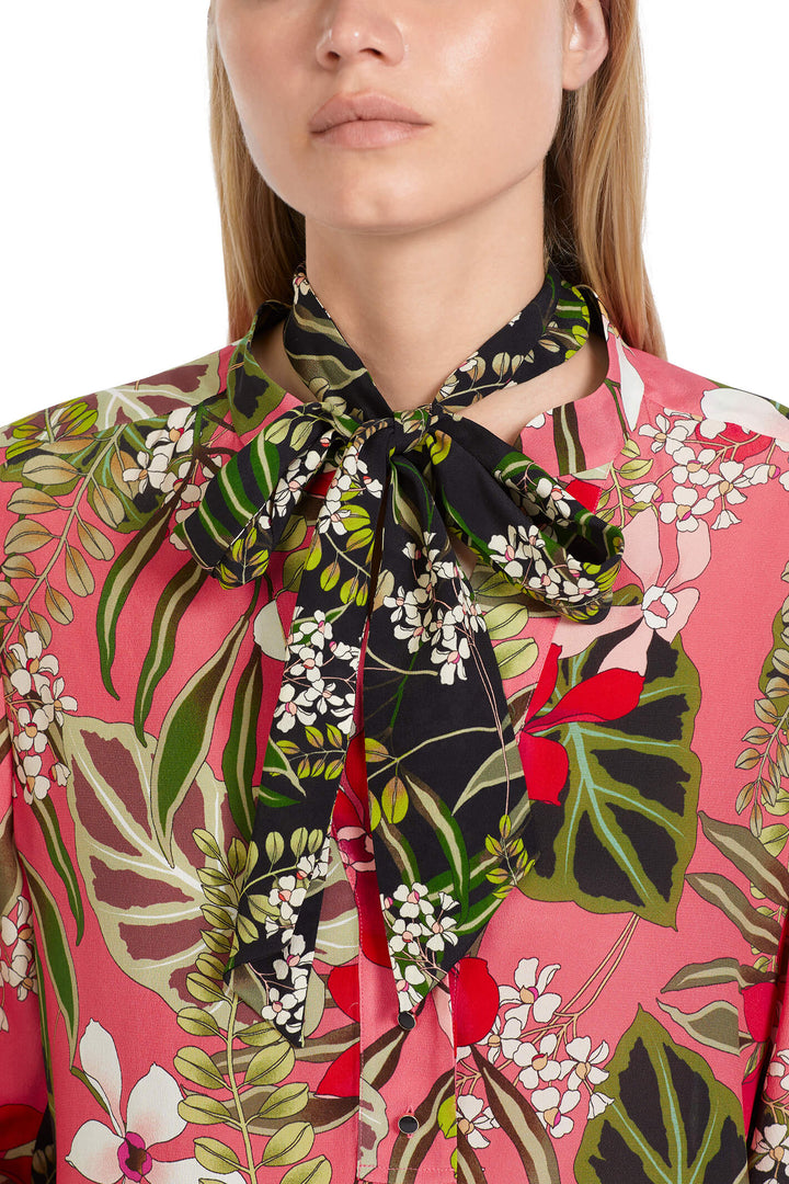 Marc Cain Collections VC 51.40 W61 222 Deep Coral Tie Neck Blouse - Olivia Grace Fashion